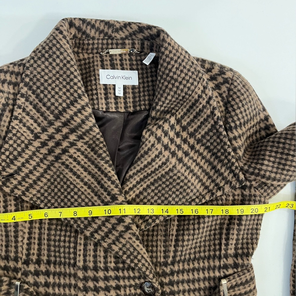 Calvin Klein Women’s Wool Blend Coat in Brown and Black Plaid | 8 - Picture 13 of 16